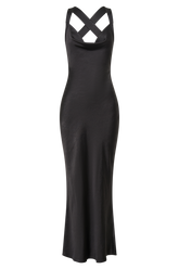 Caellie Satin Cowl Maxi Dress - Black